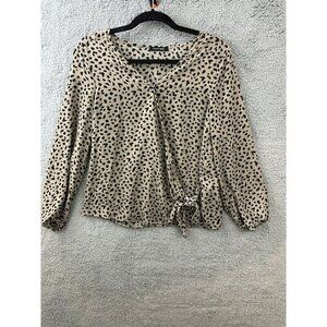 Papermoon Cheetah Print Blouse Side Wrap Long Sleeves
